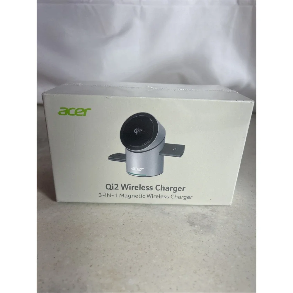 Acer Qi2 3-in-1 Magnetic Rotating Wireless Charger USB-C SL-S2 Silver